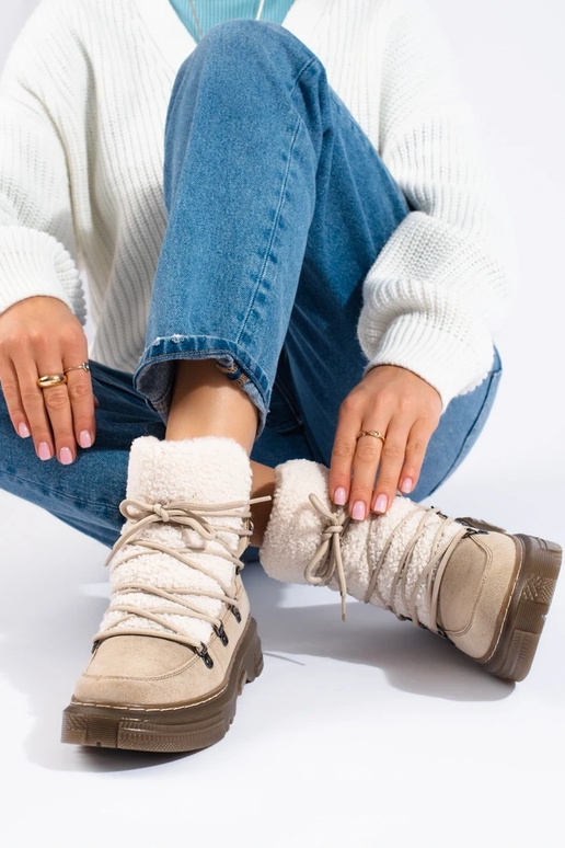 Botas de nieve mujer beige con piel...