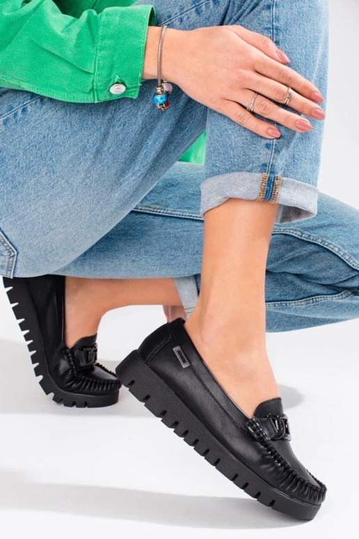 mocasines negros de mujer con plataforma