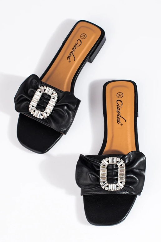 Pantuflas negras con cinta Shelovet