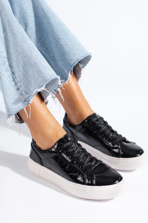 Botas de cuero negras para mujer Vinceza Botas de cuero negras para mujer Vinceza