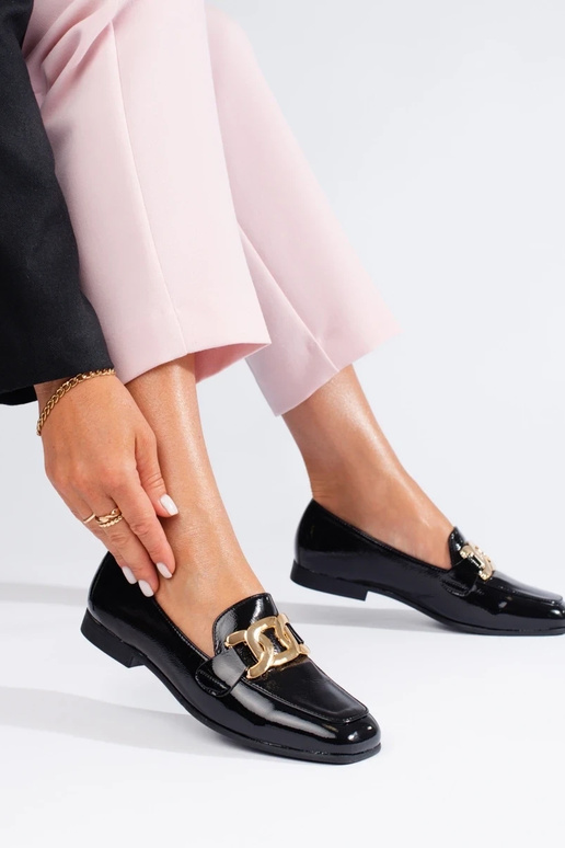 Botines de mujer efecto lacado negros...