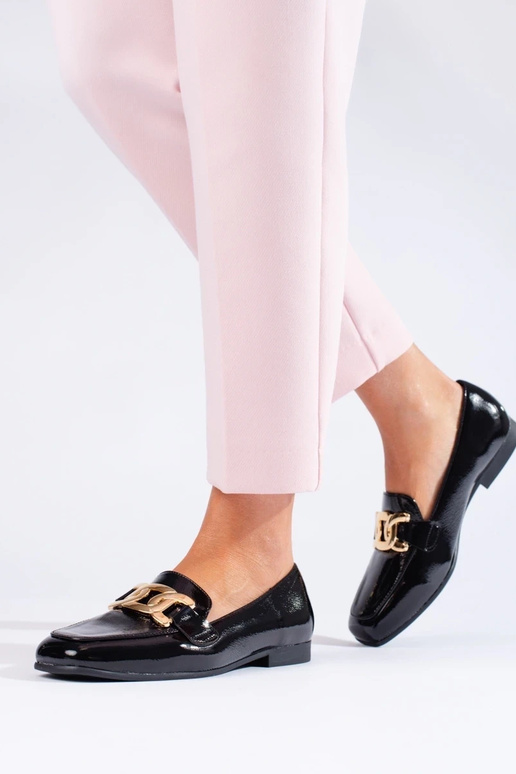 Botines de mujer efecto lacado negros...