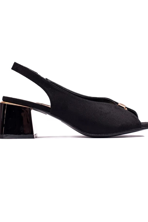 Shelovet sandalias tacón ante negro Shelovet sandalias tacón ante negro