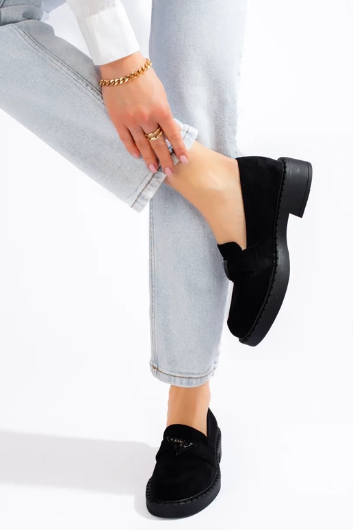 mocasines de mujer de ante negro Potocki