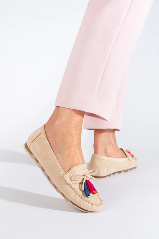 Mocasines boho ante beige Shelovet