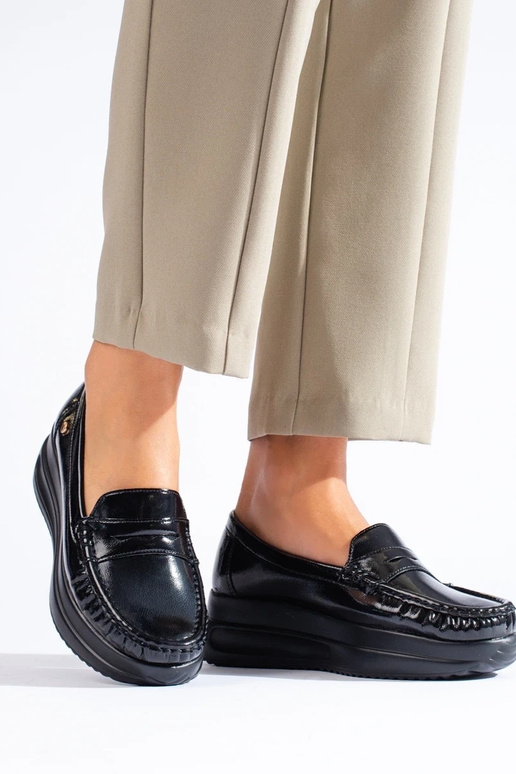 Mocasines negros con efecto charol y...