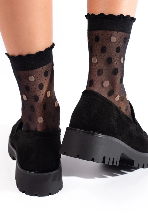 mocasines de ante con tacón macizo...