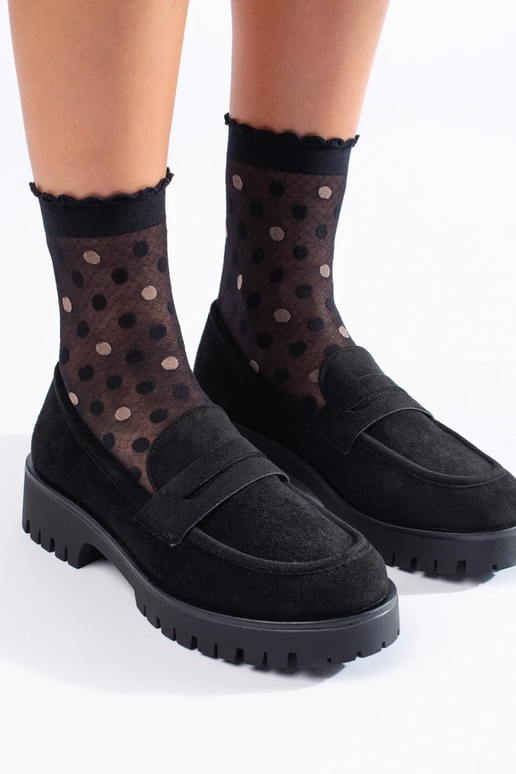 mocasines de ante con tacón macizo...