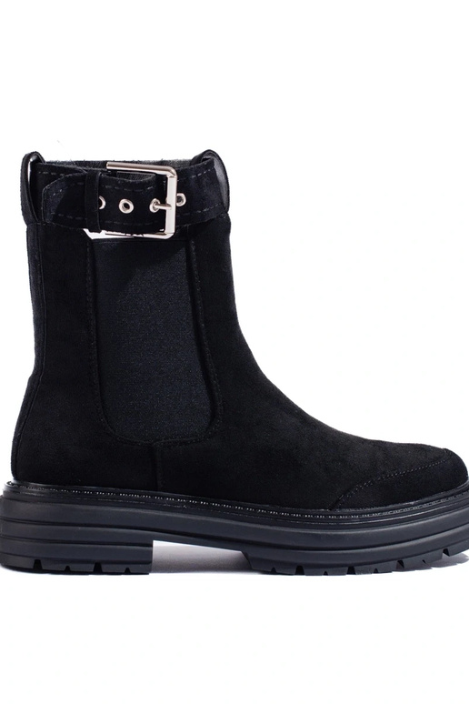 zapatos de ante negro con hebillas