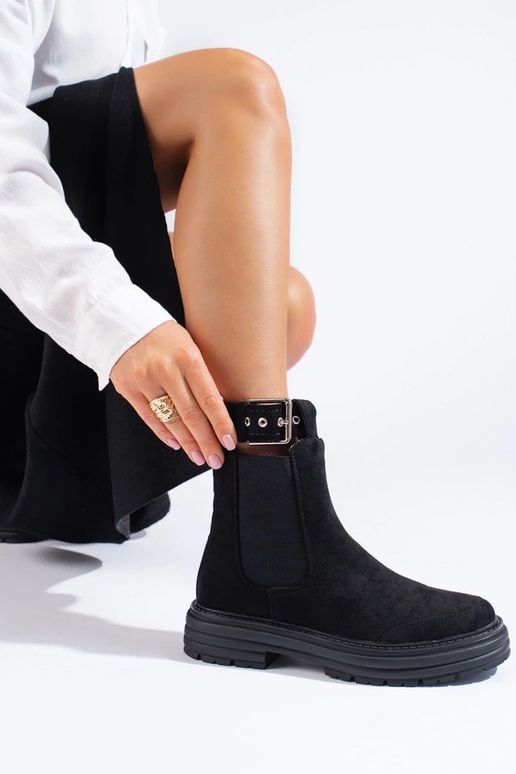 zapatos de ante negro con hebillas