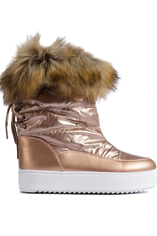 Botas de nieve de mujer rosas con pelo. Botas de nieve de mujer rosas con pelo.