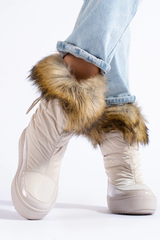 Botas de nieve mujer color crema con...