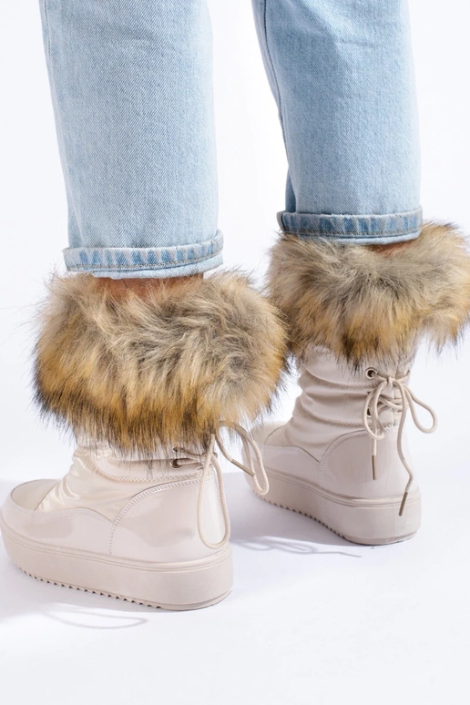 Botas de nieve mujer color crema con...