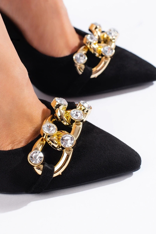 Tacones altos de ante negro con... Tacones altos de ante negro con...