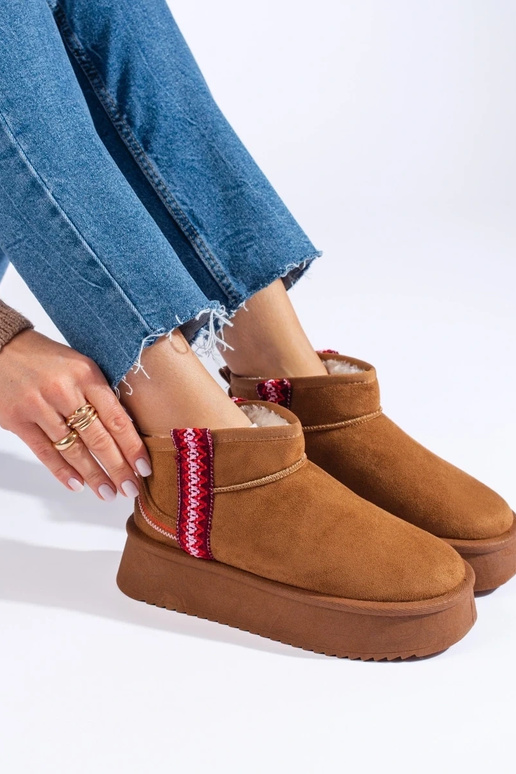 de ante Botas de nieve de mujer camel