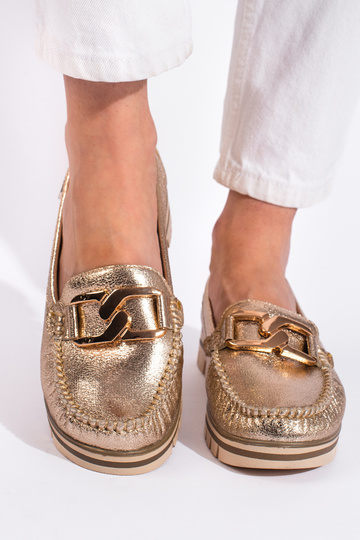 mocasines de mujer dorados... 2
