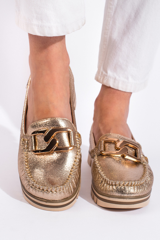 mocasines de mujer dorados con... mocasines de mujer dorados con...