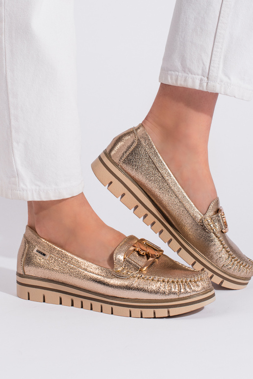 mocasines de mujer dorados con... mocasines de mujer dorados con...