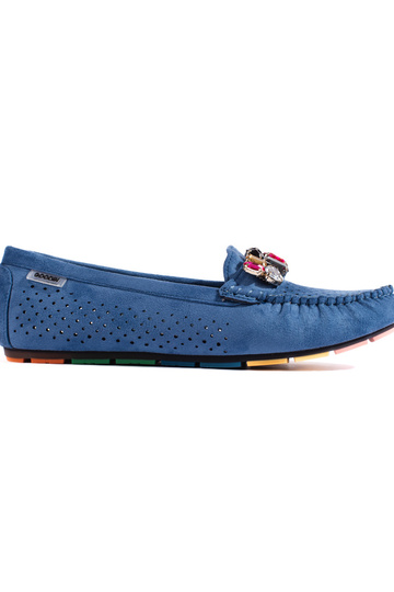 mocasines azules con cristales