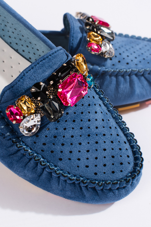 mocasines azules con cristales