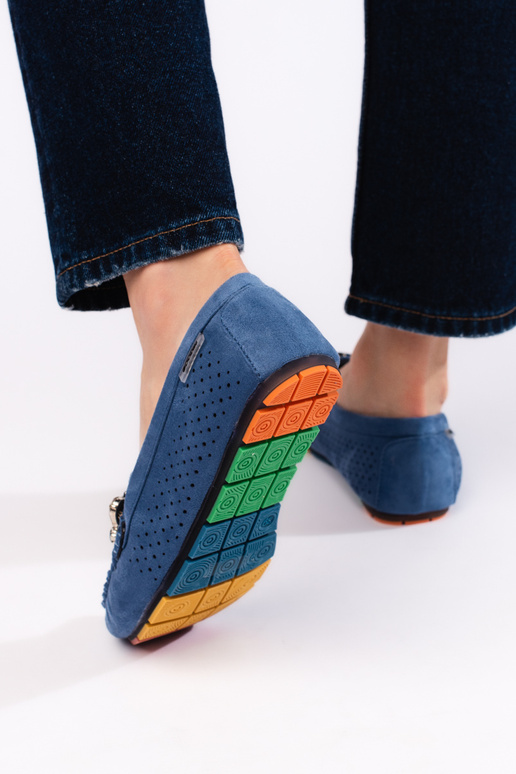 mocasines azules con cristales