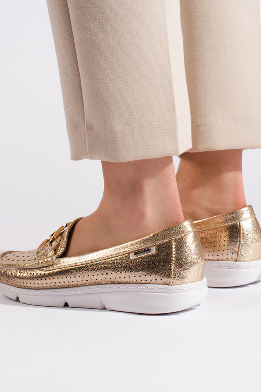 mocasines de mujer color dorado