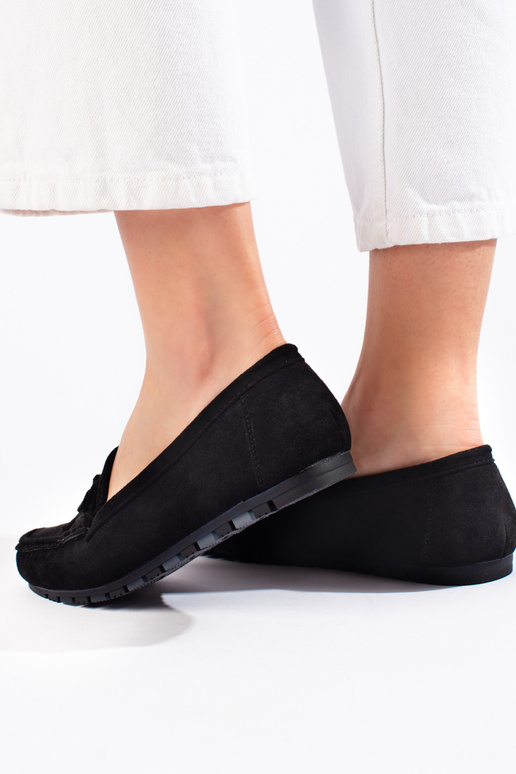mocasines de ante negro para mujer