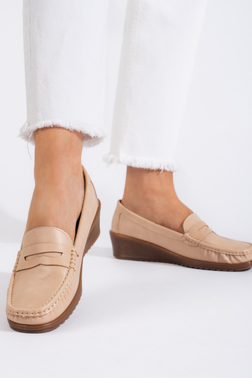 Mocasines de mujer beige 2