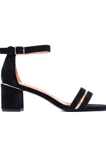 sandalias de tacón de ante...