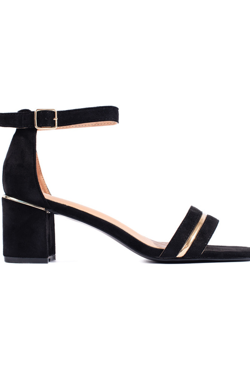 sandalias de tacón de ante negro