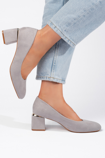 tacones altos de gamuza gris 2