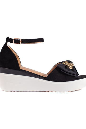 sandalias negras con lazo