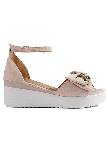 sandalia beige con lazo