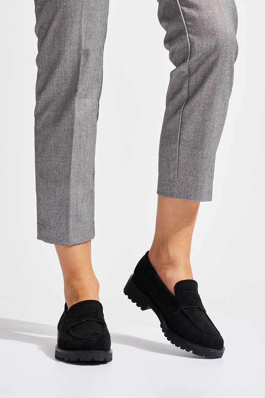 mocasines de mujer de ante negro