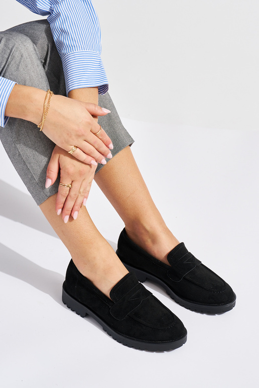 mocasines de mujer de ante negro