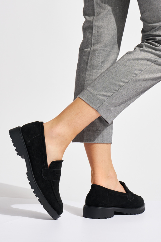 mocasines de mujer de ante negro