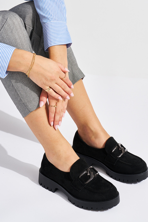 mocasines de ante negro para mujer