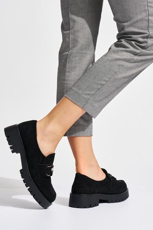 mocasines de ante negro para mujer