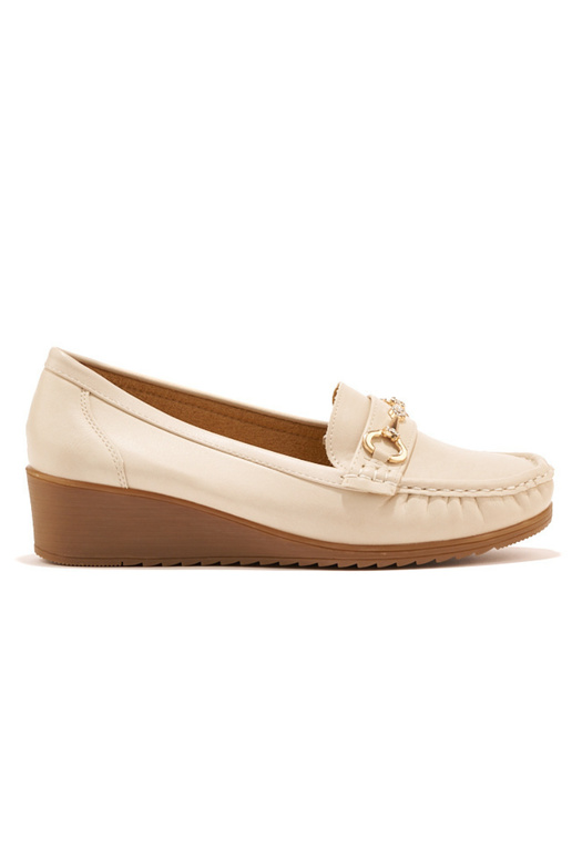 Mocasines de mujer beige con cuña y...