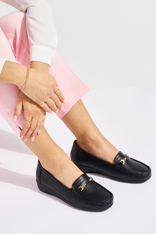 mocasines negros de mujer ze zdobieniem