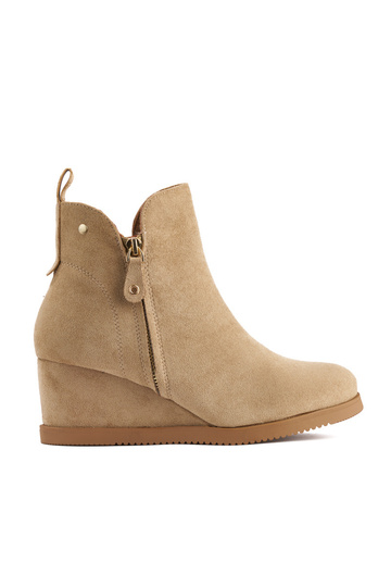 zapatos cuña mujer beige
