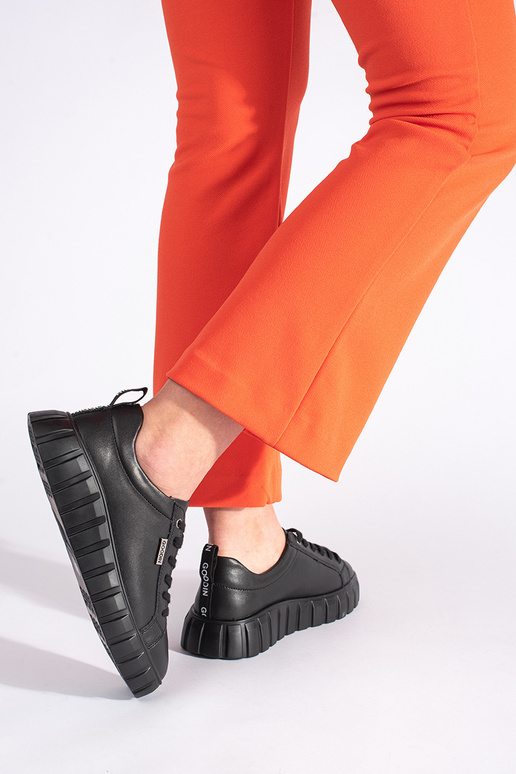 botines de piel negros con plataforma