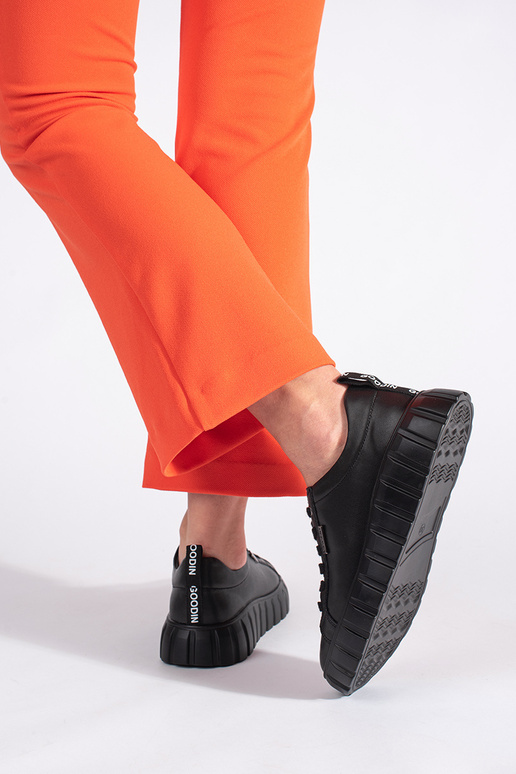 botines de piel negros con plataforma