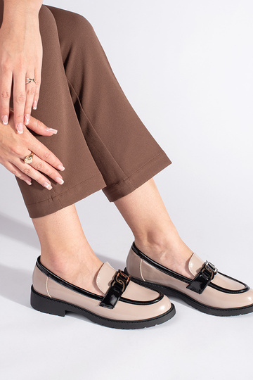 beige lacado mocasines de... 2