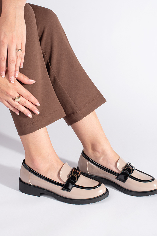 beige lacado mocasines de mujer con... beige lacado mocasines de mujer con...