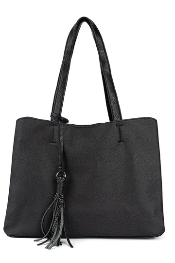 bolso grande negro con flecos