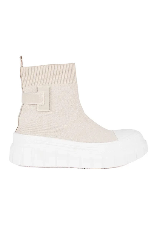 botas de plataforma alta marfil