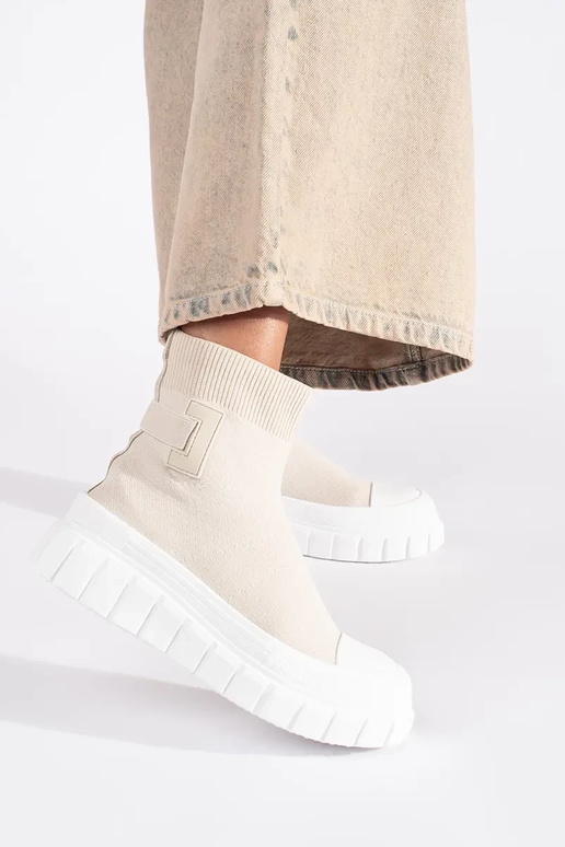 botas de plataforma alta marfil