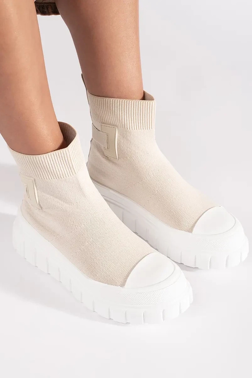 botas de plataforma alta marfil