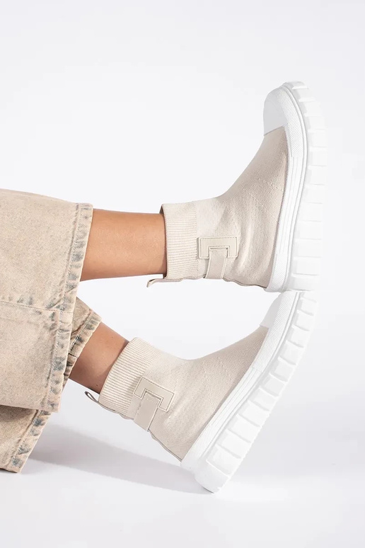 botas de plataforma alta marfil